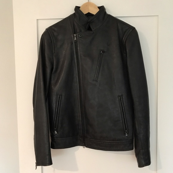 Men’s dark ink blue Banana Republic genuine leather motorcycle jacket size S